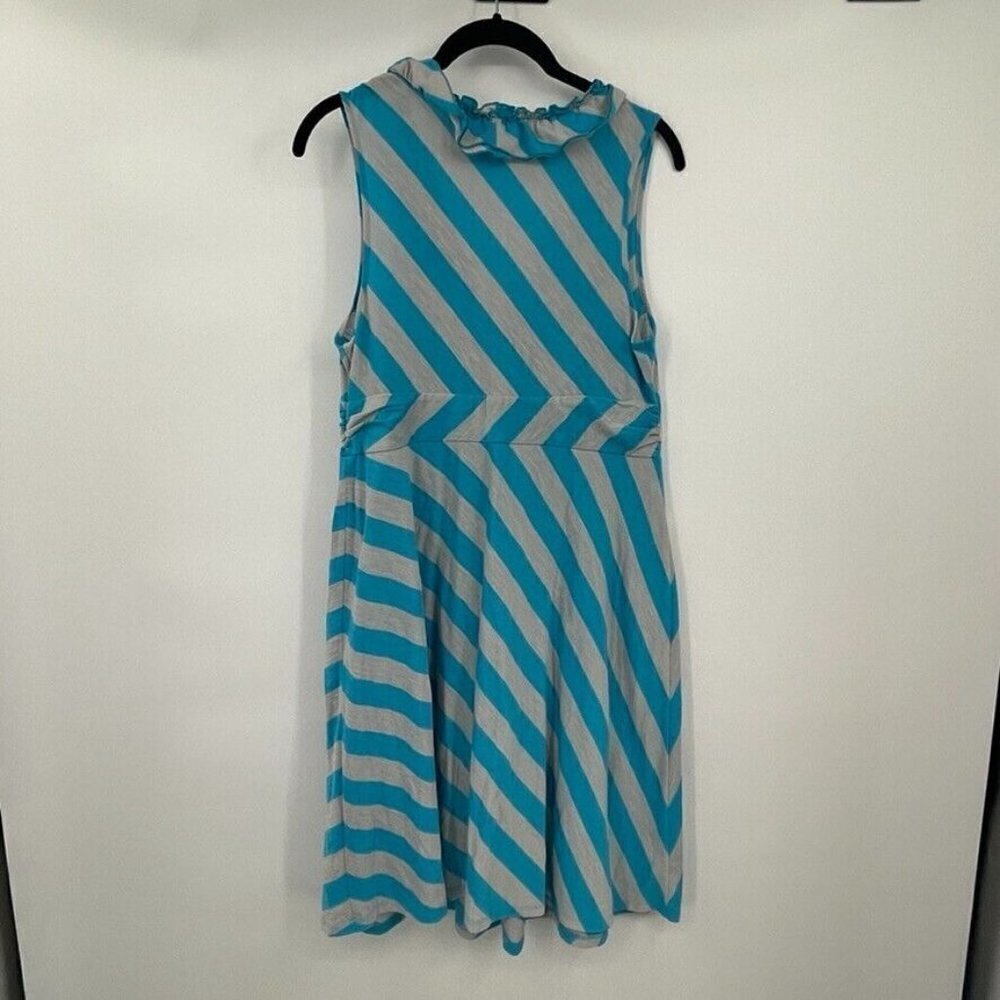 INC International Concepts Womens Dress Large Blue Gray V Neck Ruffle Chevron - Picture 4 of 12